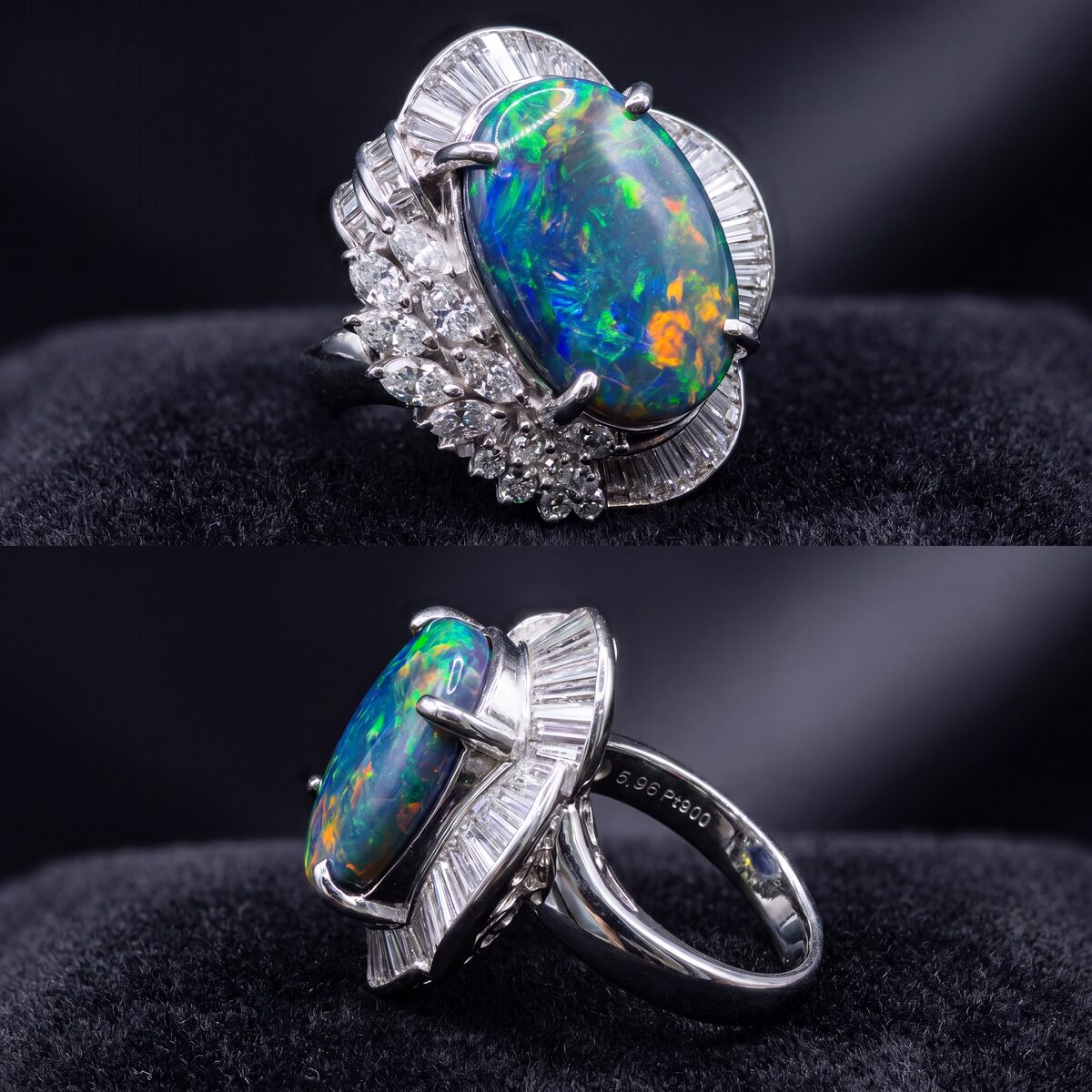 Opal Diamond Platinum Dress Ring — photograph 1