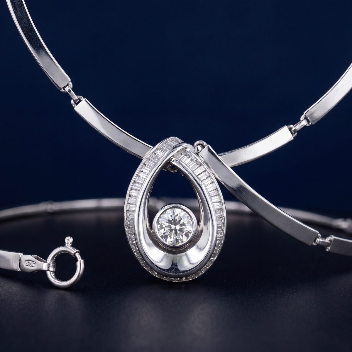 Diamond Oval Drop Pendant — photograph 2