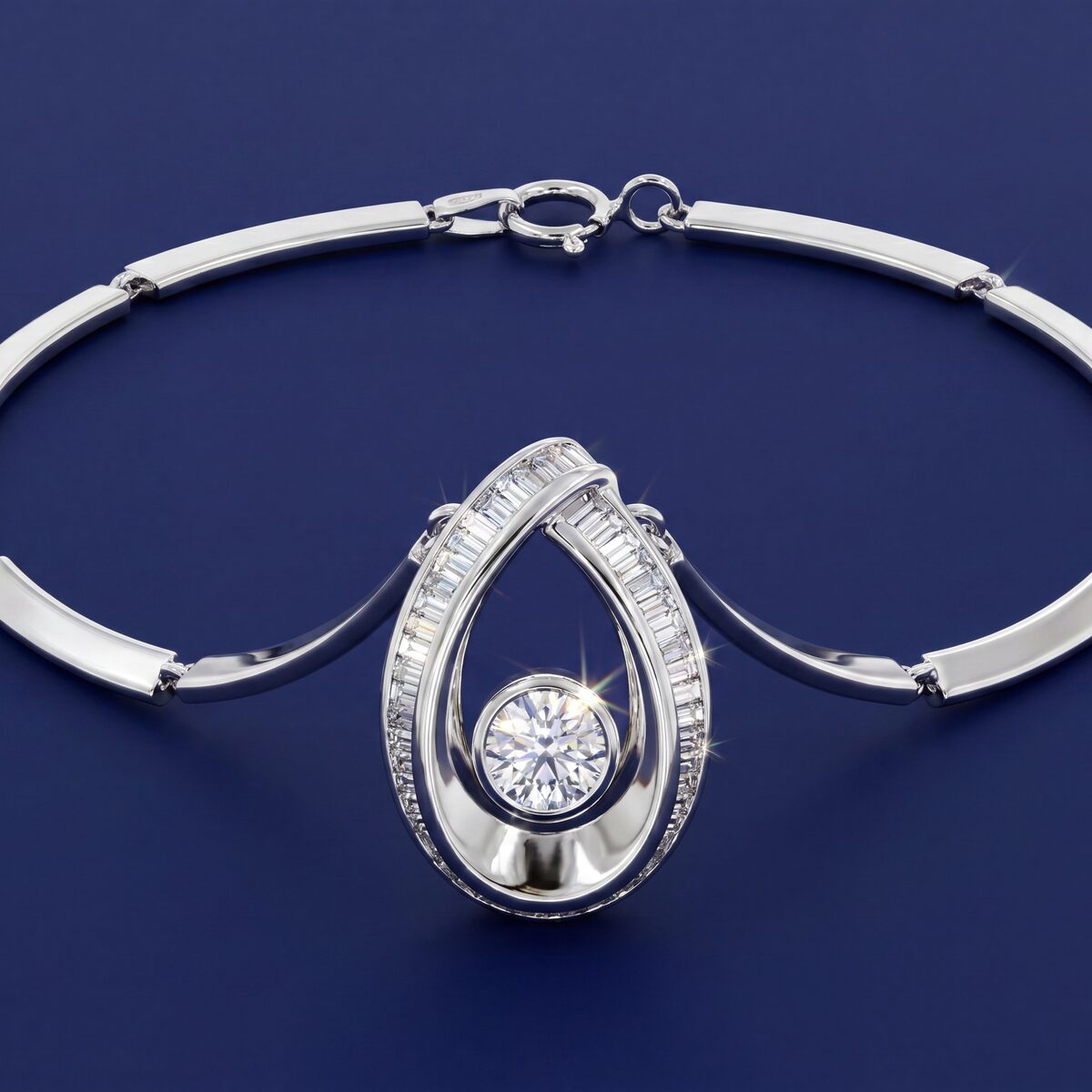 Diamond Oval Drop Pendant — photograph 3