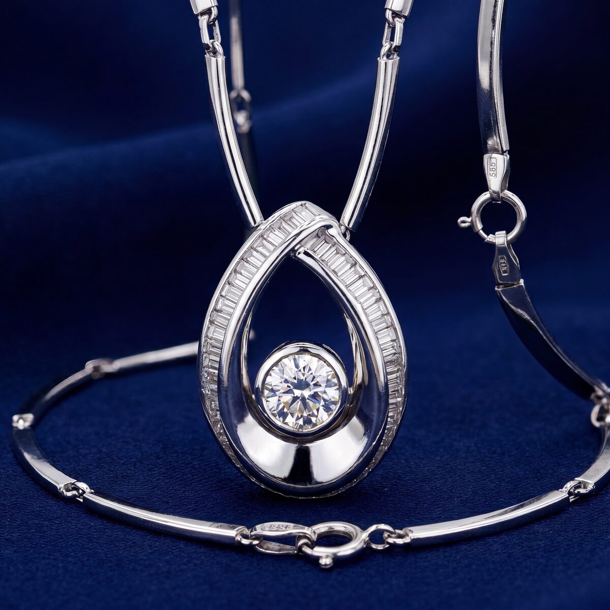 Diamond Oval Drop Pendant — photograph 4