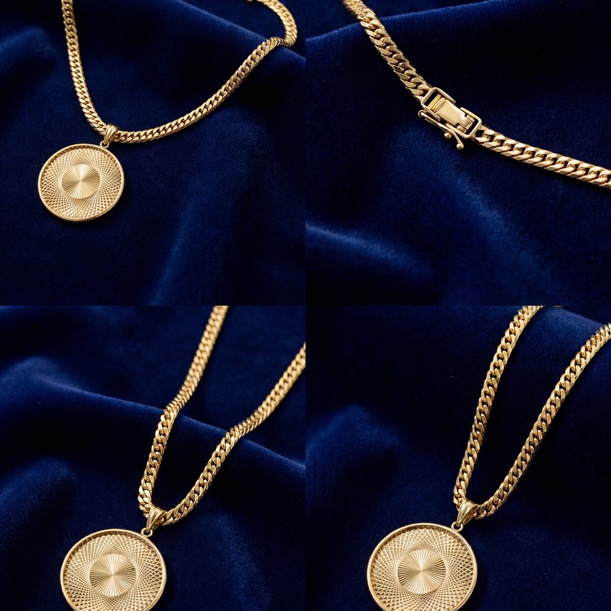 Illusion Pattern Circular Gold Pendant Necklace — photograph 5