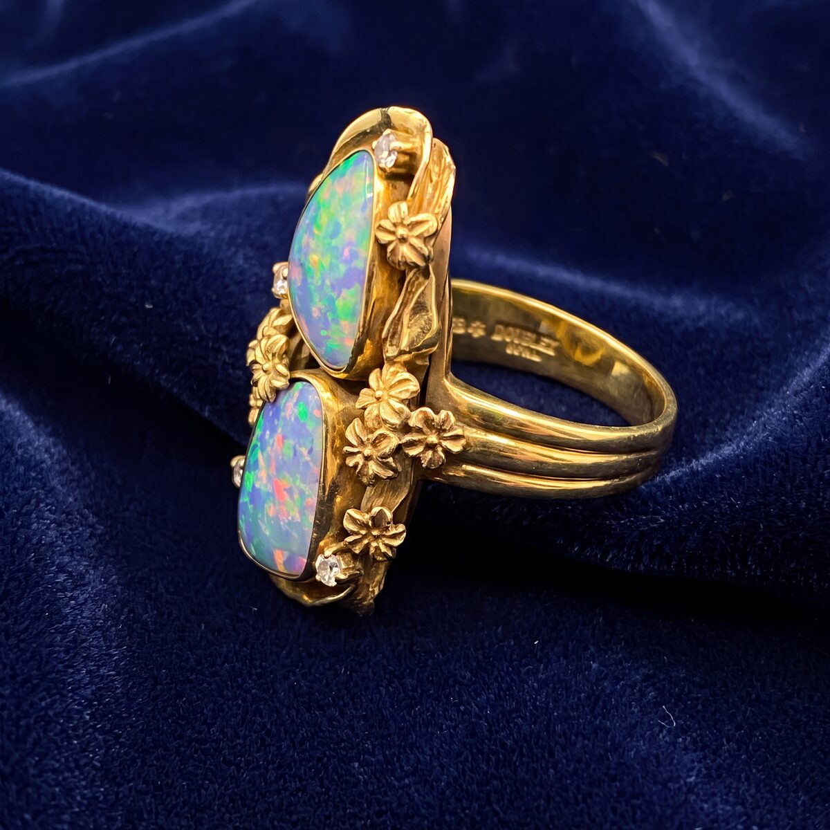 Opal Doublet And Diamond Dress Ring — photograph 1