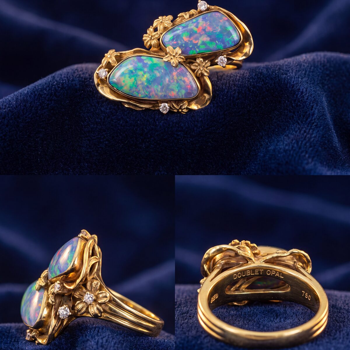 Opal Doublet And Diamond Dress Ring — photograph 3