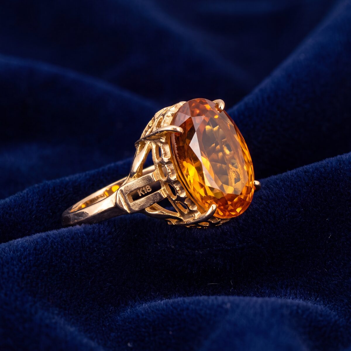 Golden Sapphire Oval Dress Ring — photograph 1