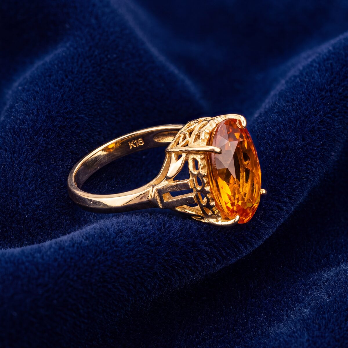 Golden Sapphire Oval Dress Ring — photograph 2