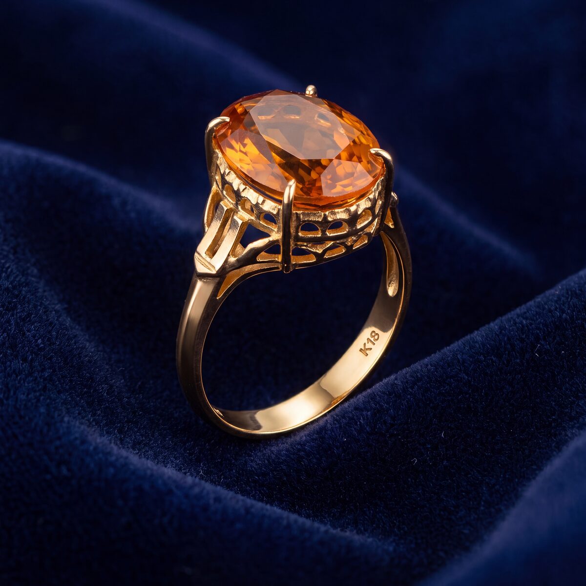 Golden Sapphire Oval Dress Ring — photograph 3
