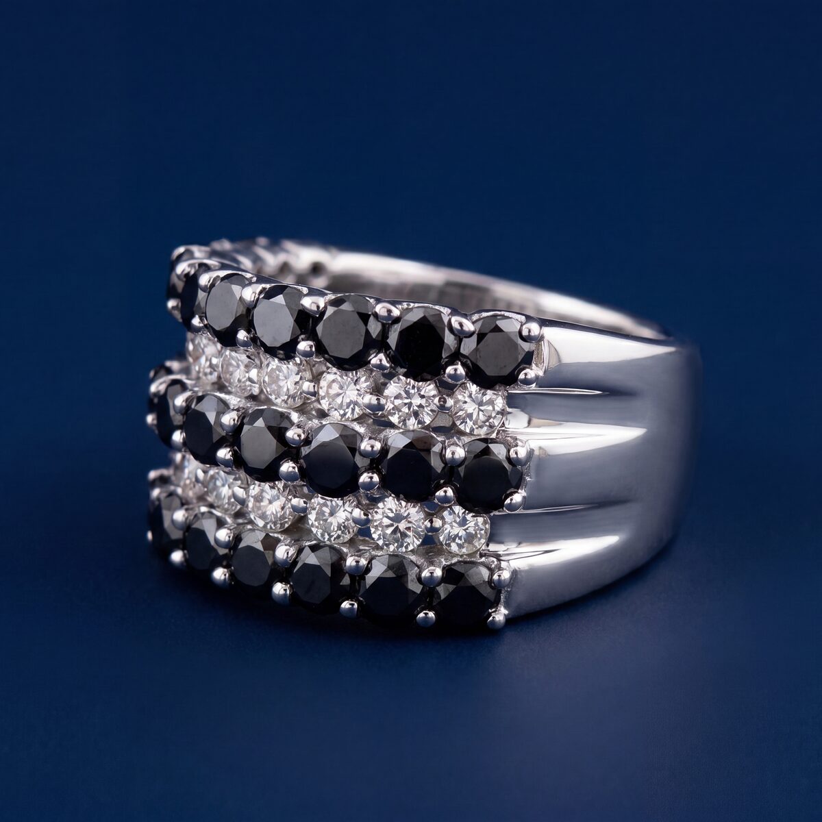 Black Diamond Three Row Dress Ring — photograph 1