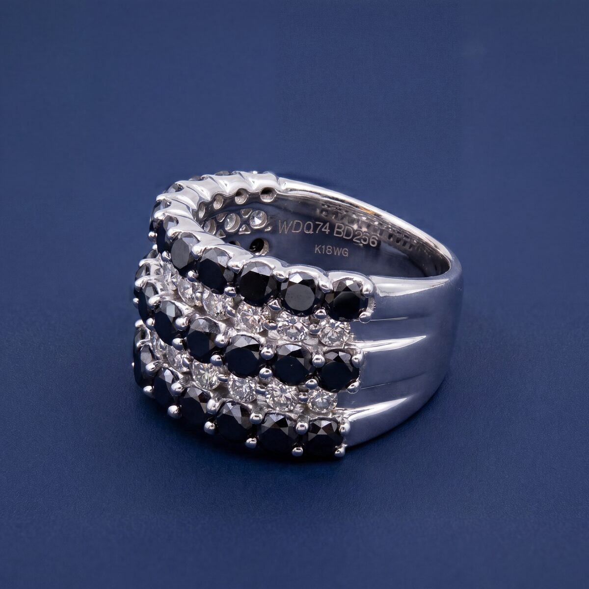 Black Diamond Three Row Dress Ring — photograph 2