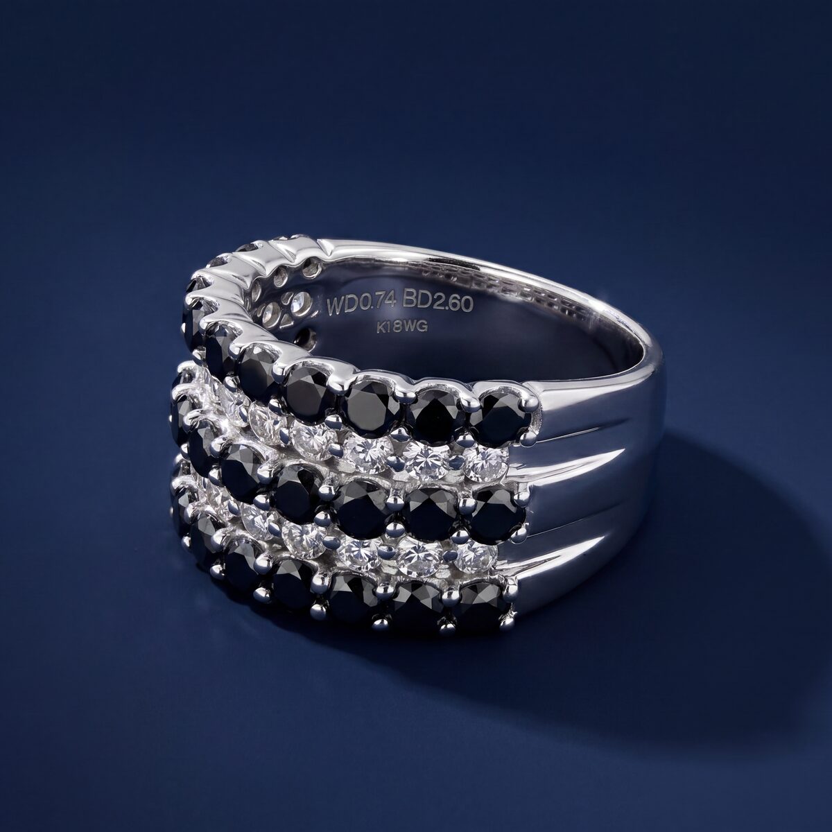 Black Diamond Three Row Dress Ring — photograph 3