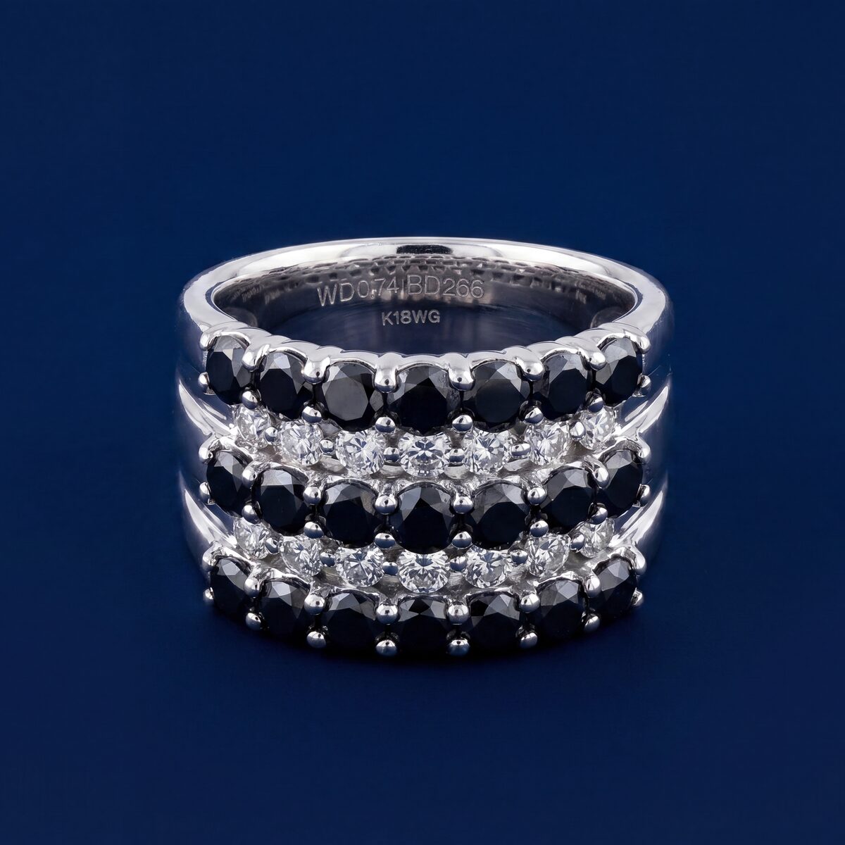 Black Diamond Three Row Dress Ring — photograph 4