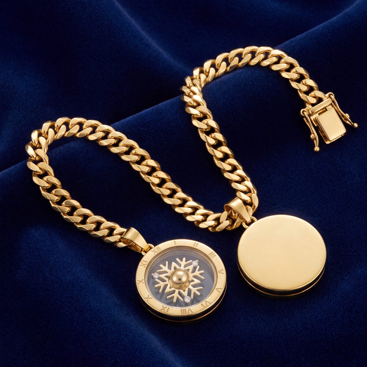 Spinning Snowflake Charm Necklace — photograph 2