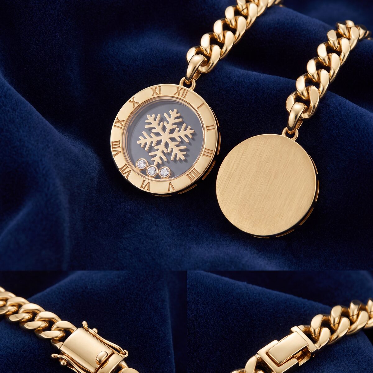 Spinning Snowflake Charm Necklace — photograph 3