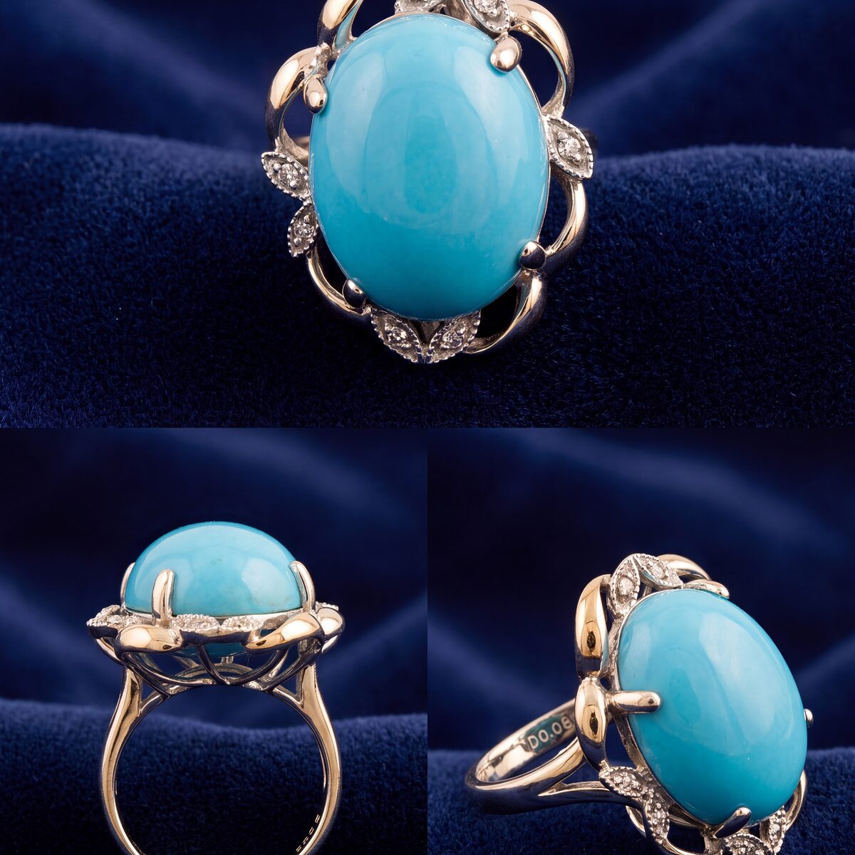 Turquoise Cabochon Diamond Ring — photograph 1