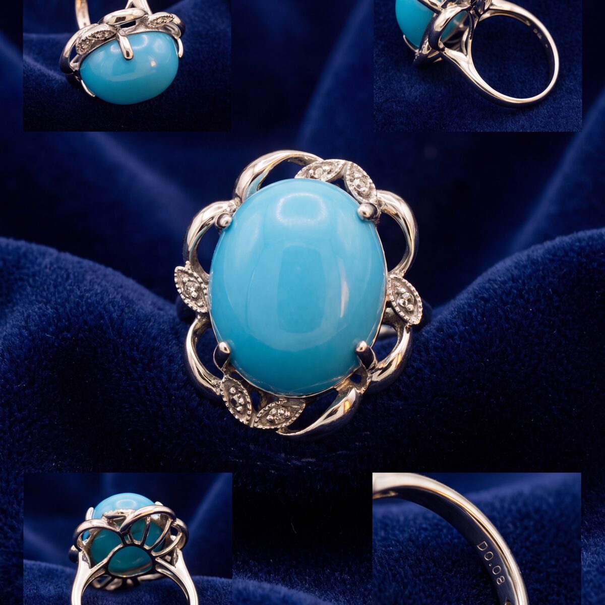 Turquoise Cabochon Diamond Ring — photograph 2