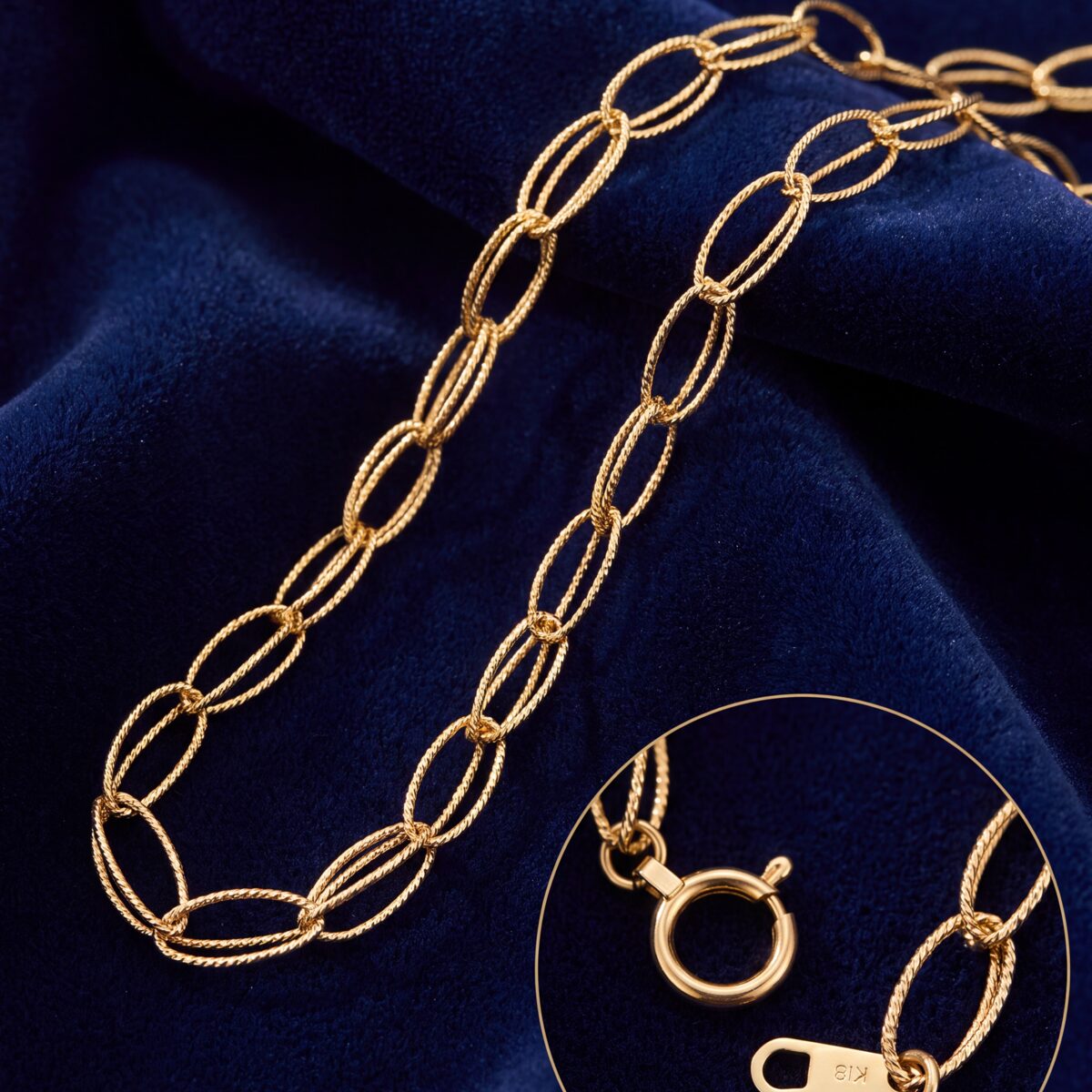 Oval Looped Link Necklace And Bracelet Set — photograph 4