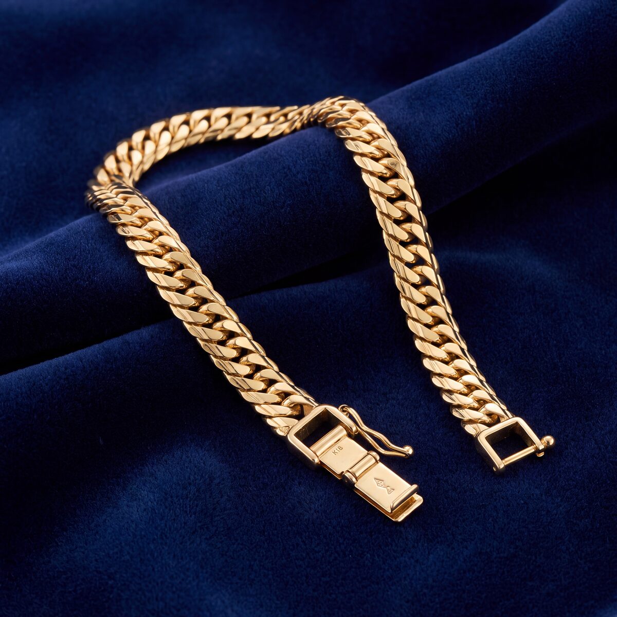 Yellow Gold Double Curb Fancy Link Bracelet — photograph 2