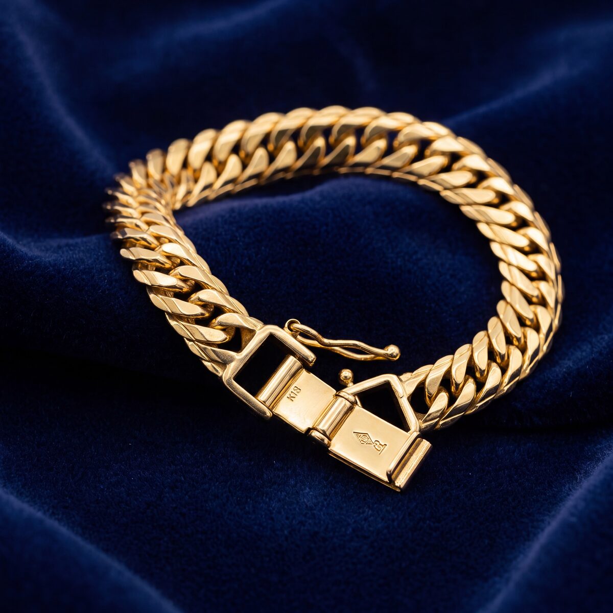 Yellow Gold Double Curb Fancy Link Bracelet — photograph 3