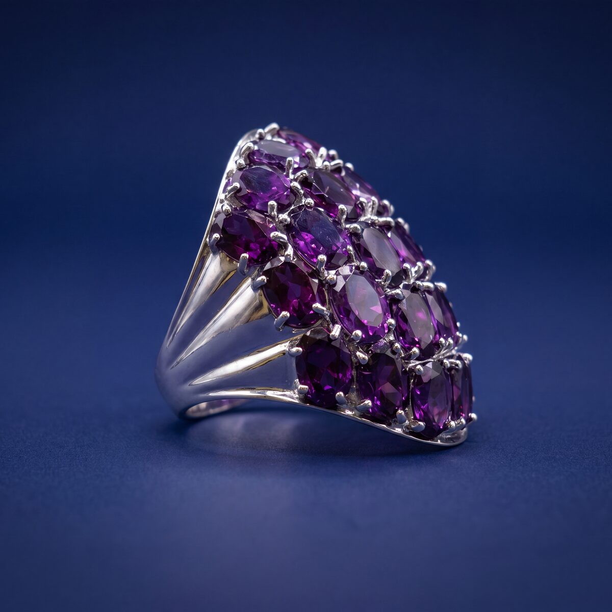 Amethyst Domed Cluster Dress Ring — photograph 1