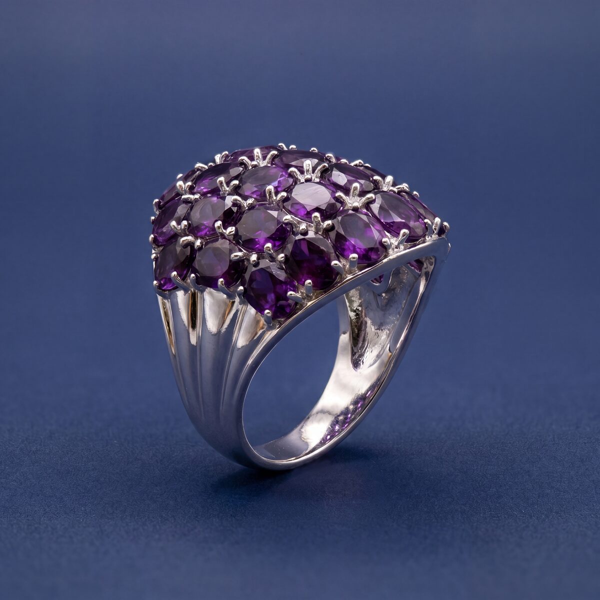 Amethyst Domed Cluster Dress Ring — photograph 2