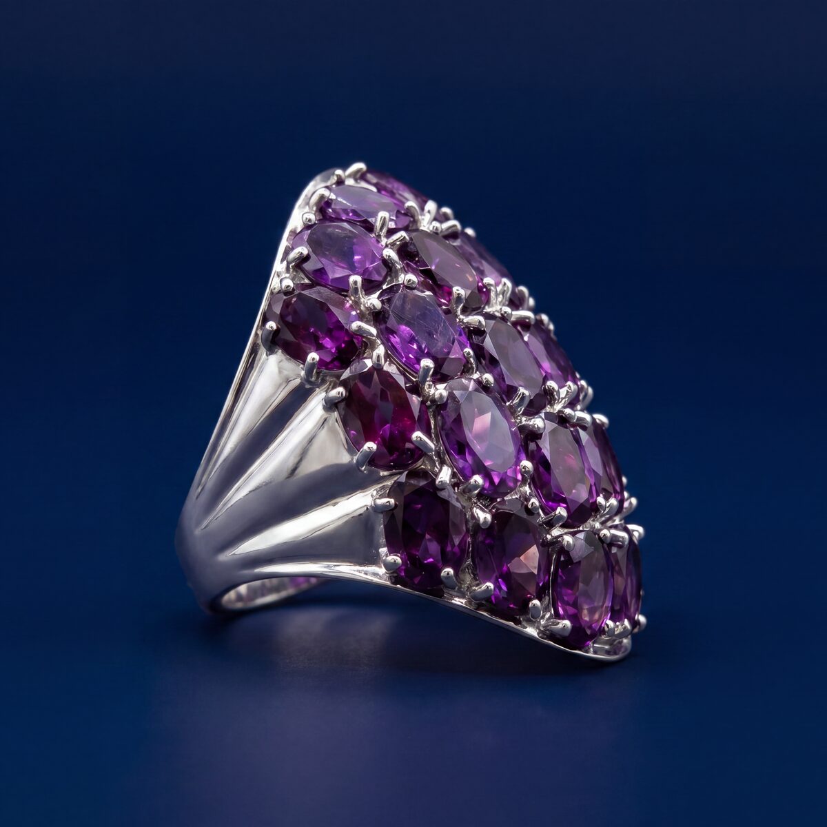 Amethyst Domed Cluster Dress Ring — photograph 3