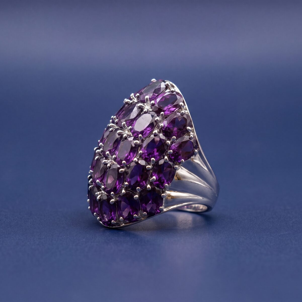 Amethyst Domed Cluster Dress Ring — photograph 4