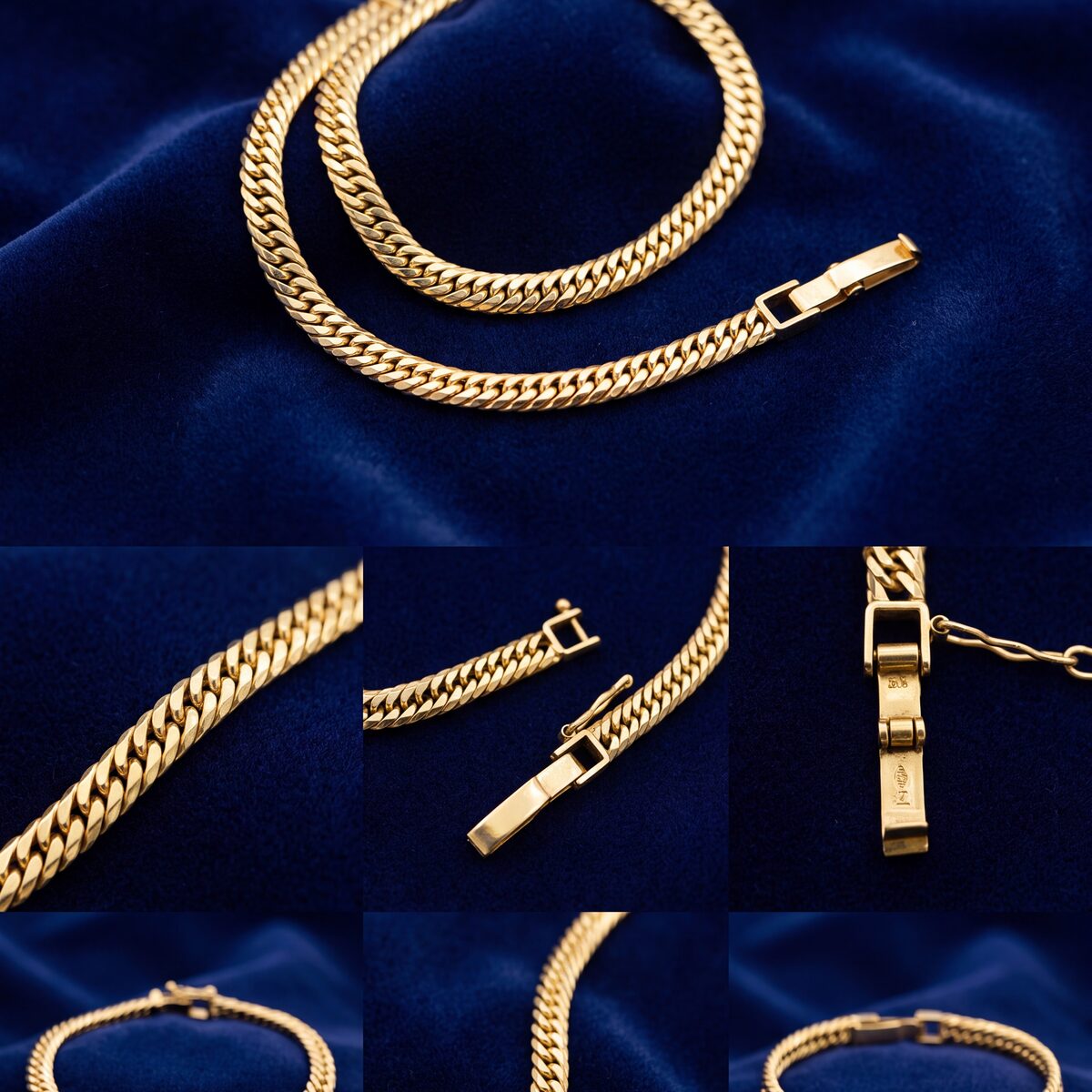 Yellow Gold Solid Curb Link Anklet — photograph 1