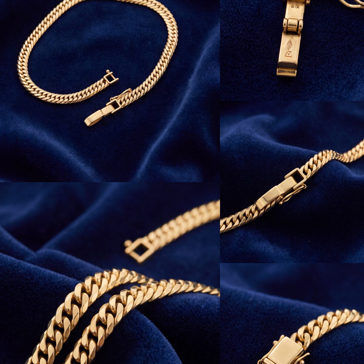 Yellow Gold Solid Curb Link Anklet — photograph 2