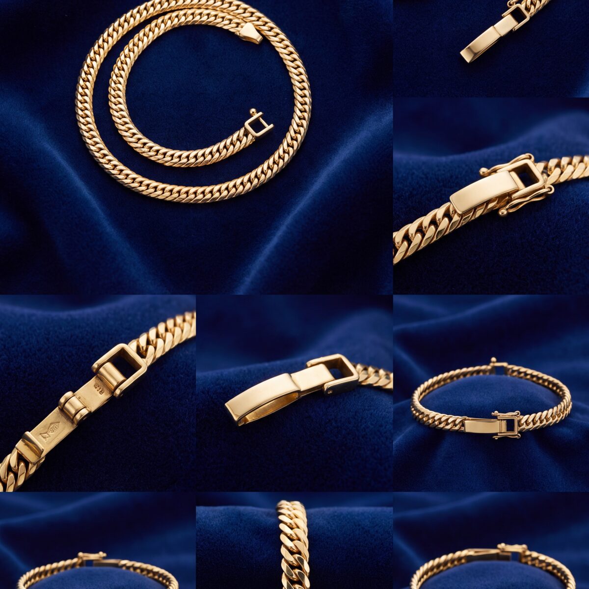 Yellow Gold Solid Curb Link Anklet — photograph 3