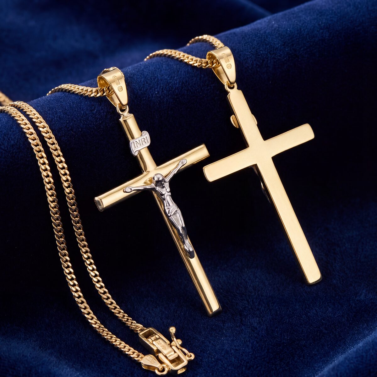 Gold Crucifix Curb Chain — photograph 1
