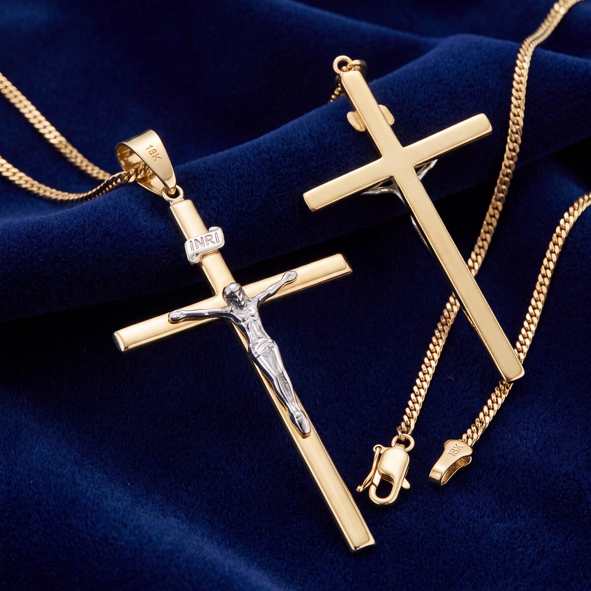 Gold Crucifix Curb Chain — photograph 3