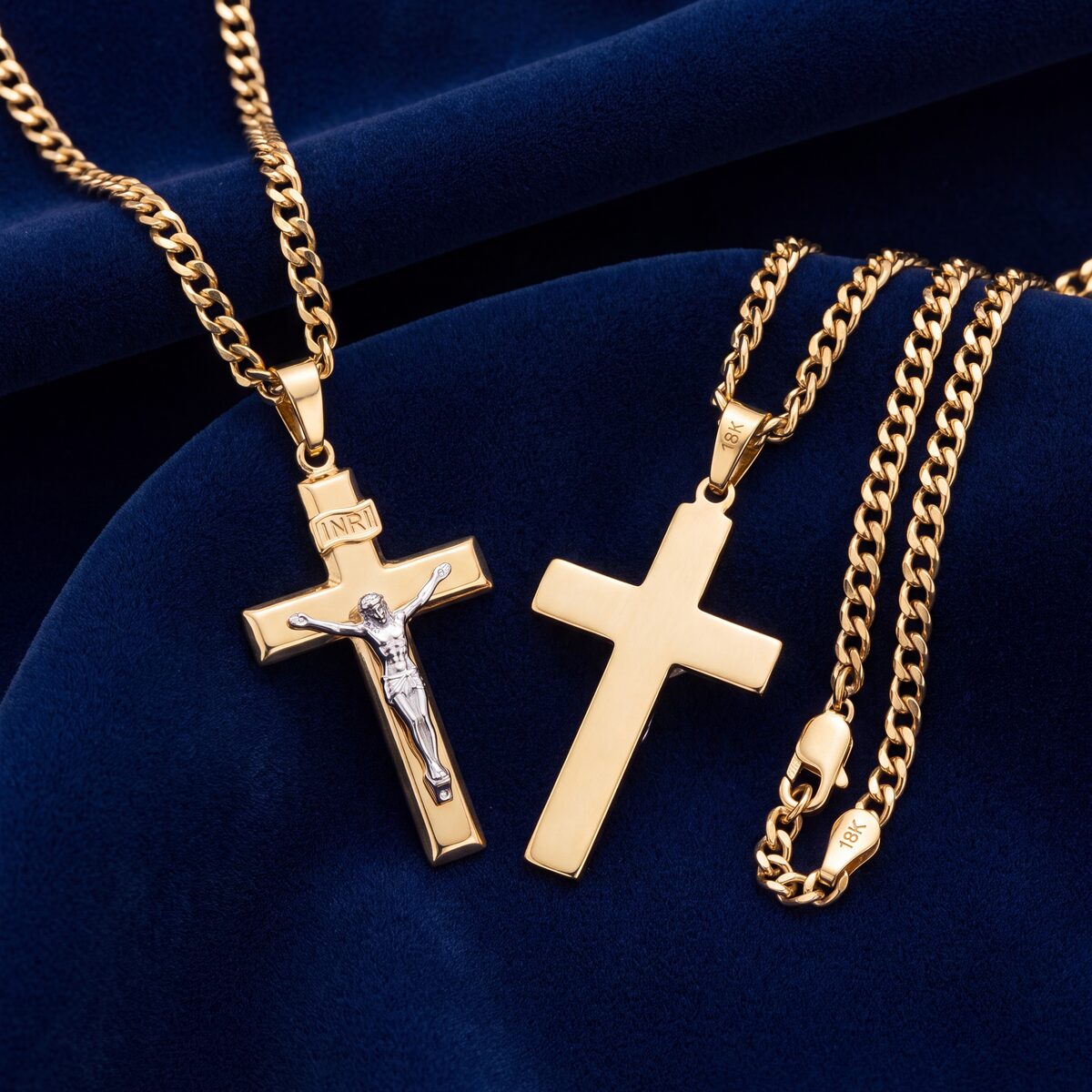 Gold Crucifix Curb Chain — photograph 4