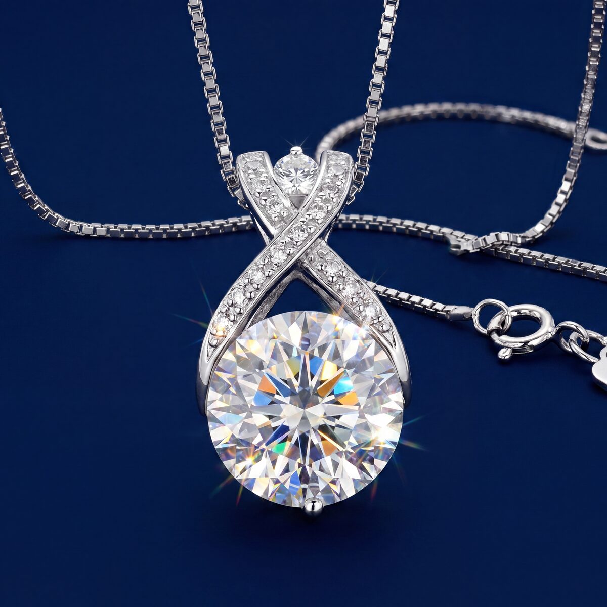White Topaz Diamond Crossover Pendant — photograph 2