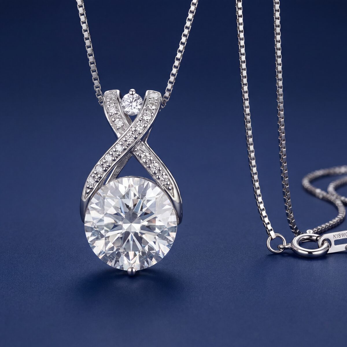 White Topaz Diamond Crossover Pendant — photograph 3