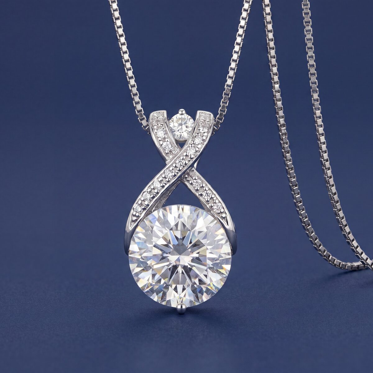 White Topaz Diamond Crossover Pendant — photograph 4