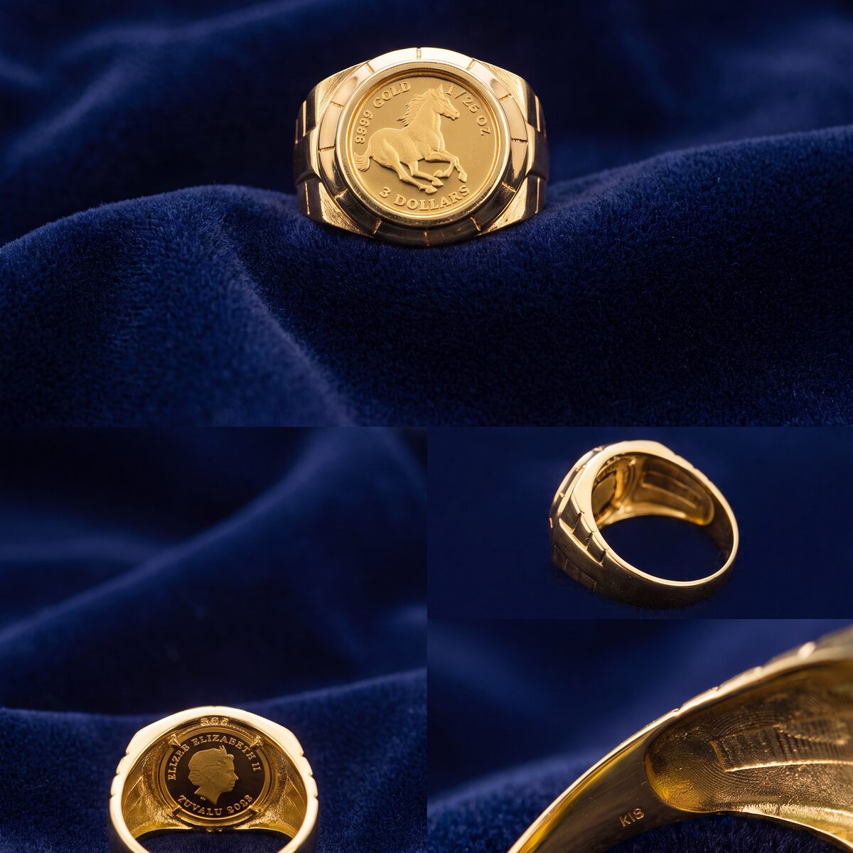 Tuvalu Horse Gold Coin Dress Ring — photograph 2