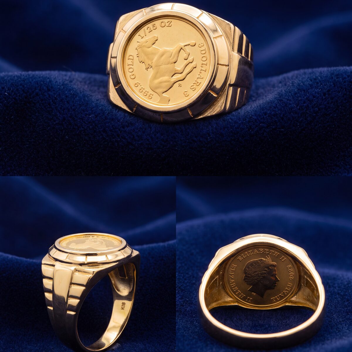 Tuvalu Horse Gold Coin Dress Ring — photograph 3
