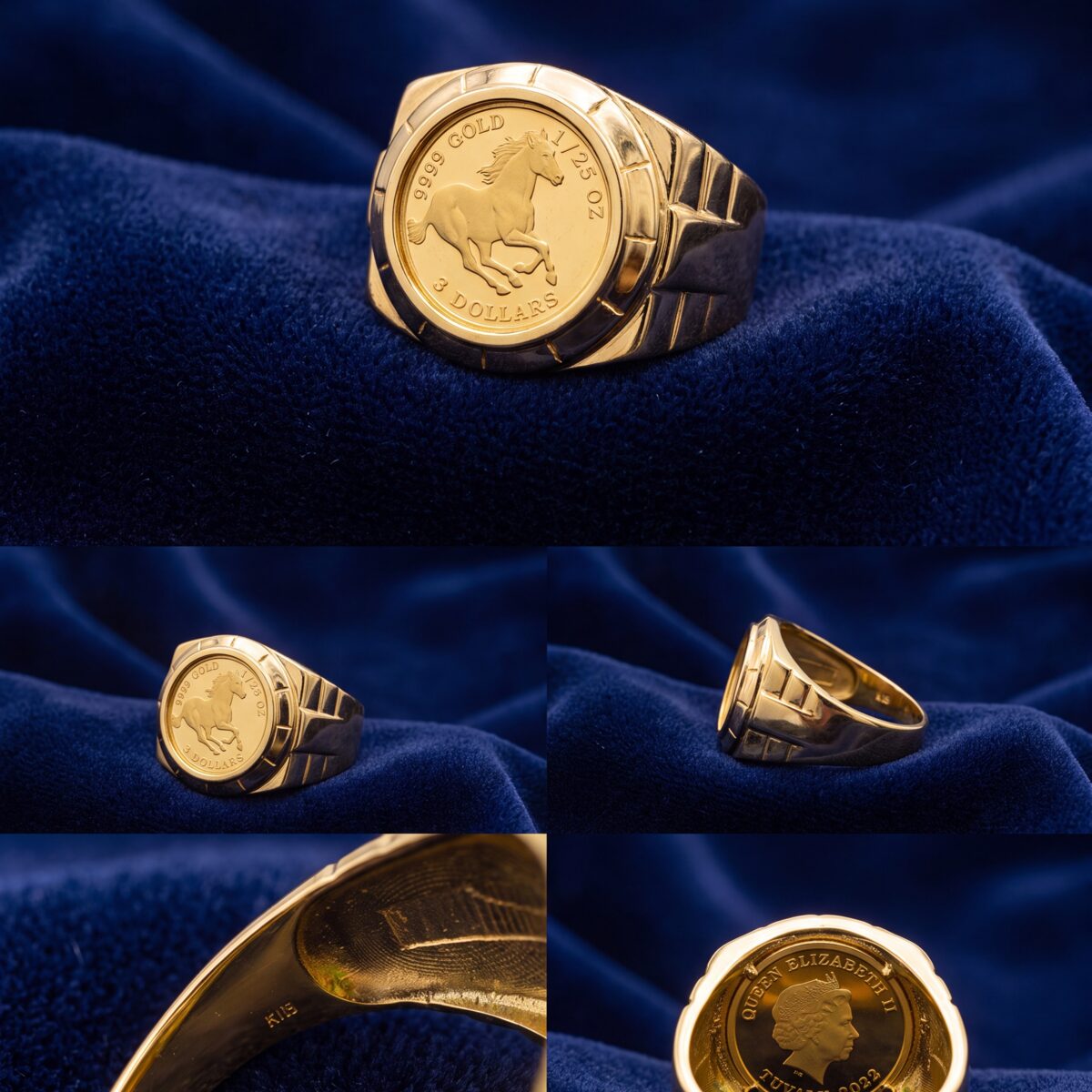 Tuvalu Horse Gold Coin Dress Ring — photograph 4