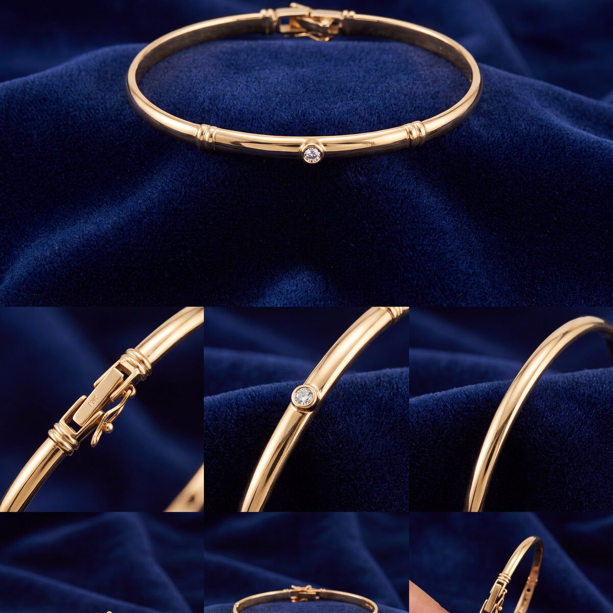 Diamond Boat Setting Bangle — photograph 3