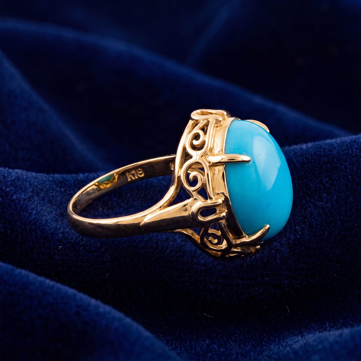 Turquoise Cabochon Horseshoe Dress Ring — photograph 2