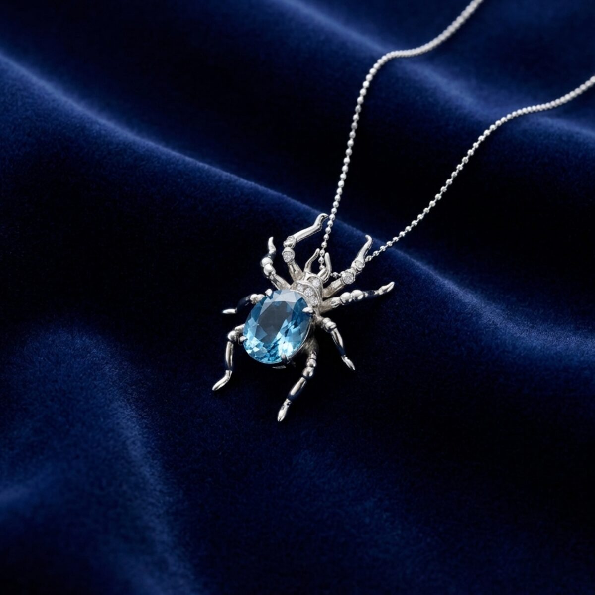 Blue Topaz Diamond Spider Pendant — photograph 2