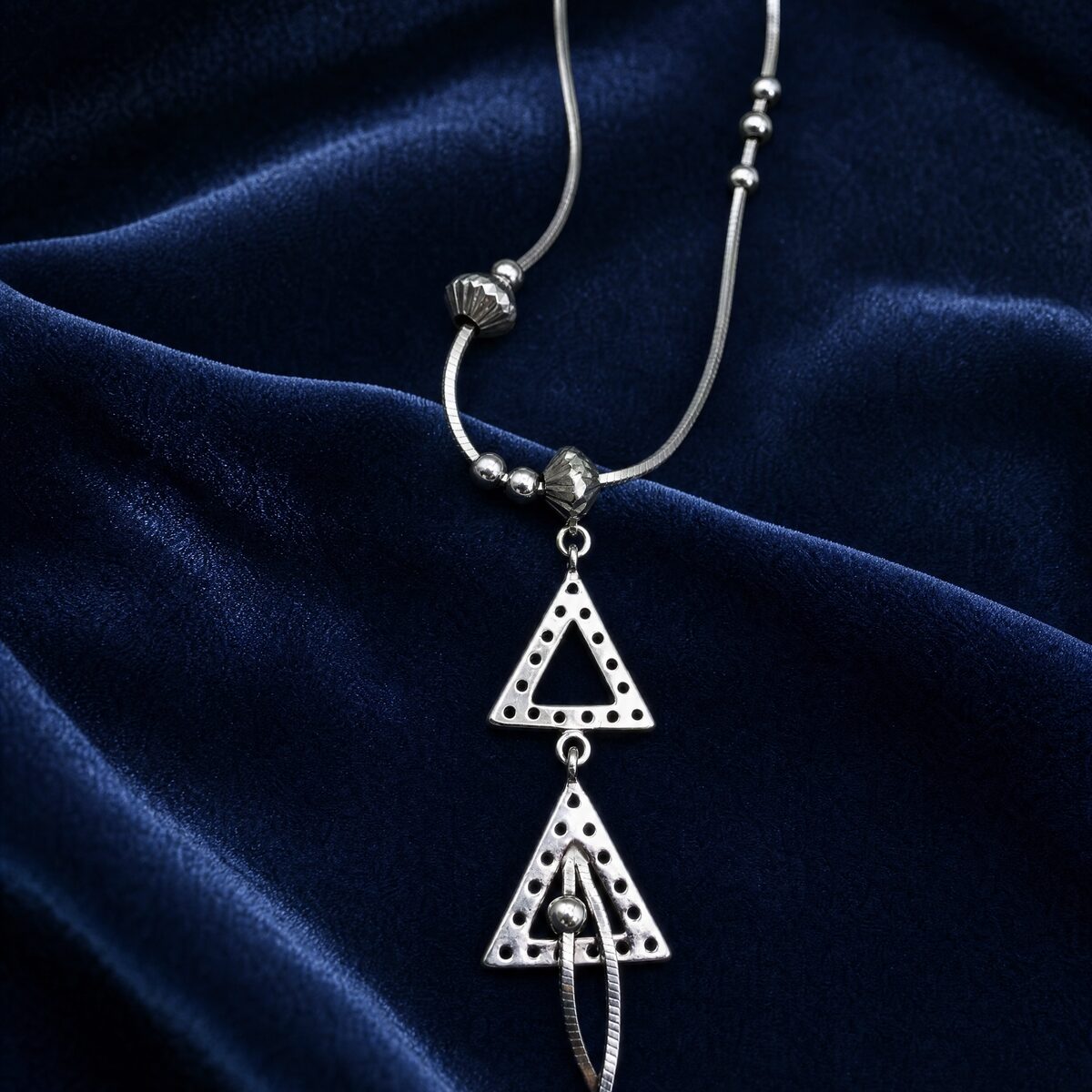 Cubic Zirconia Triangle Omega Necklace — photograph 1
