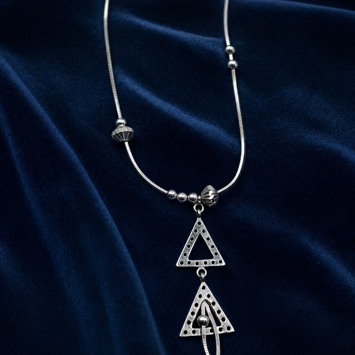 Cubic Zirconia Triangle Omega Necklace — photograph 2