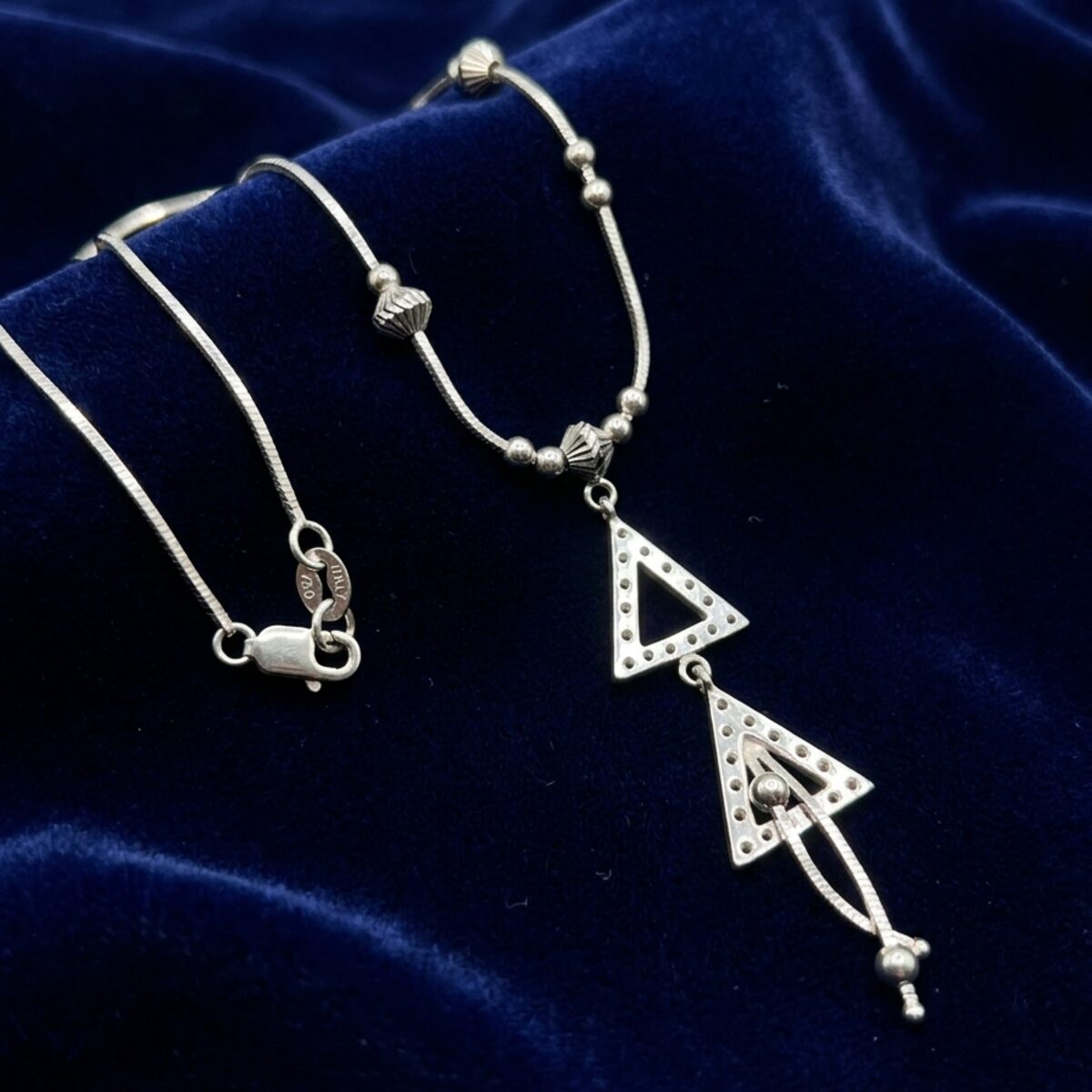Cubic Zirconia Triangle Omega Necklace — photograph 3