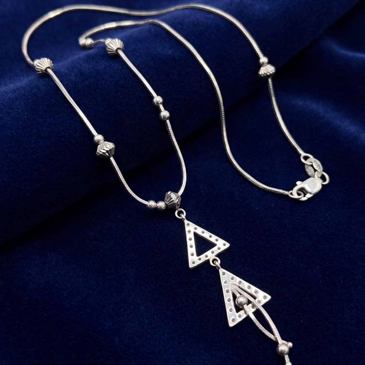 Cubic Zirconia Triangle Omega Necklace — photograph 4