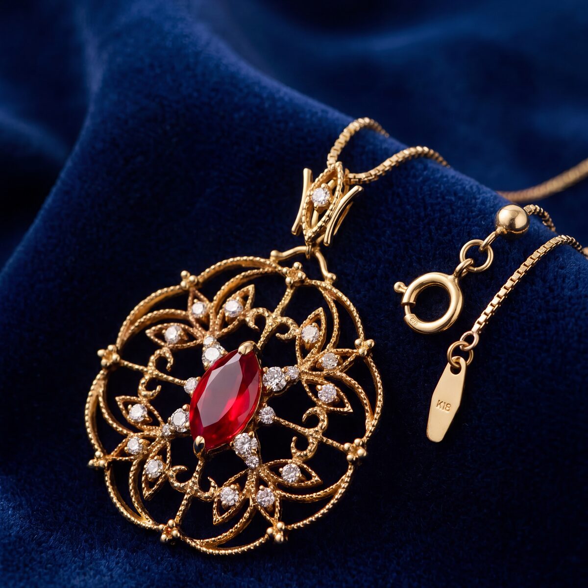 Carnelian And Diamond Pendant — photograph 1