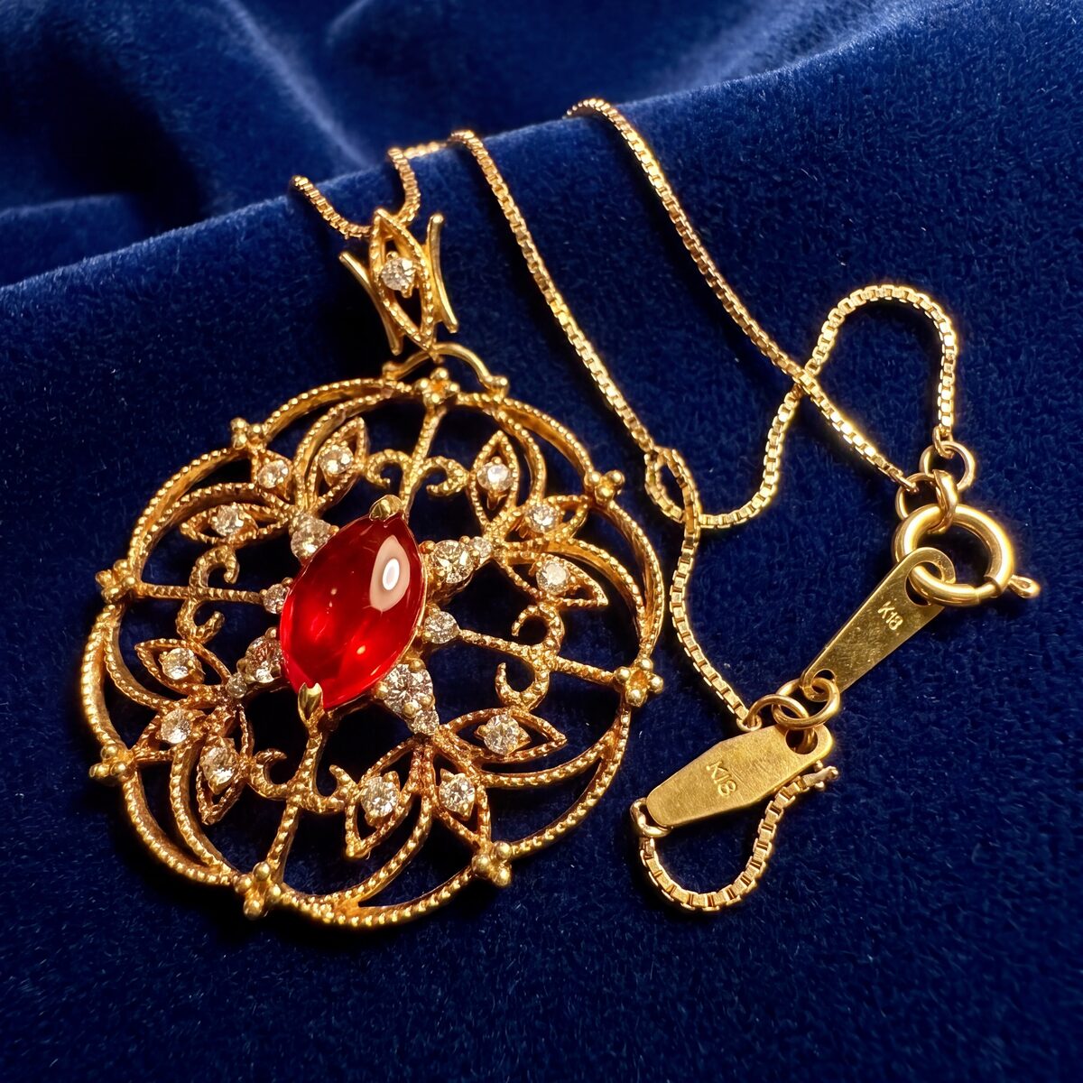 Carnelian And Diamond Pendant — photograph 2