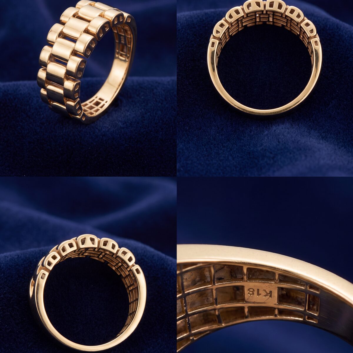 Fancy Sectioned Link Gold Dress Ring — photograph 1