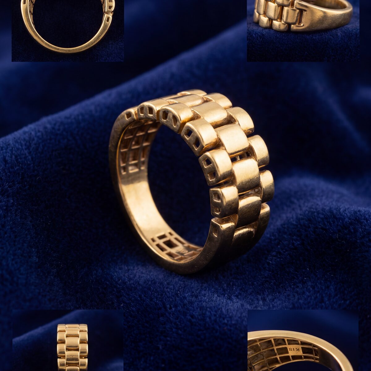 Fancy Sectioned Link Gold Dress Ring — photograph 2