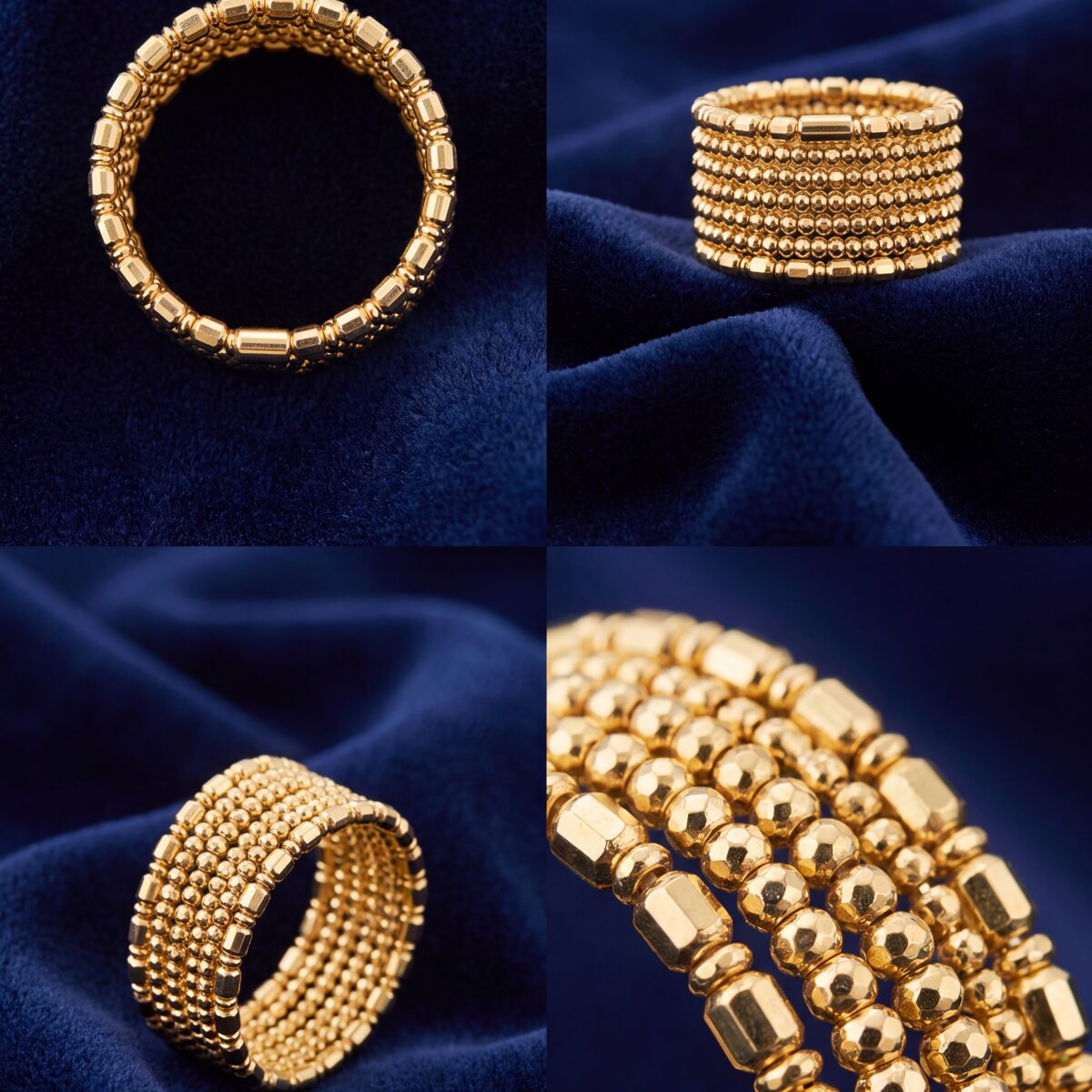 Open Stretch Ball And Barrel Gold Ring — photograph 1
