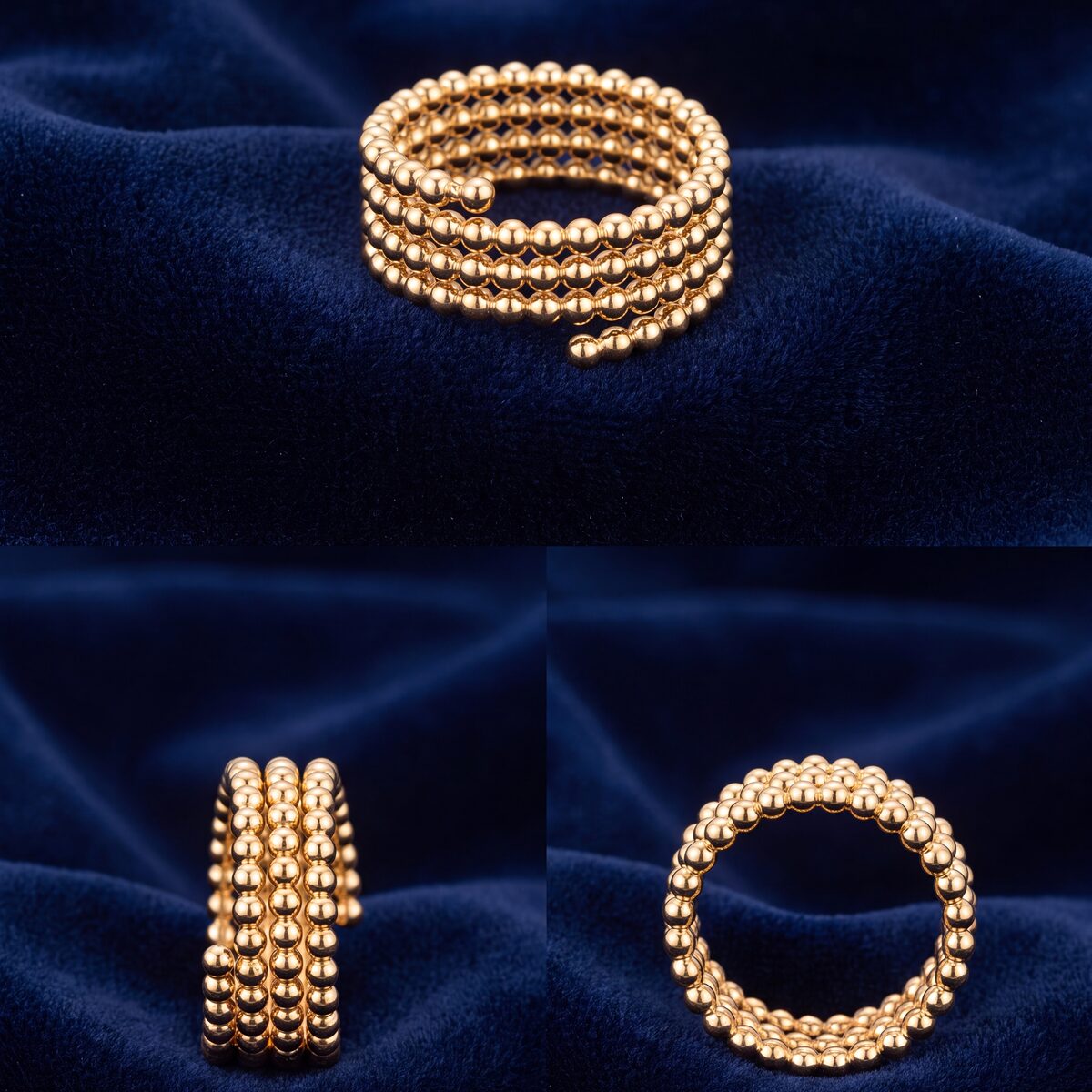 Open Stretch Ball And Barrel Gold Ring — photograph 3
